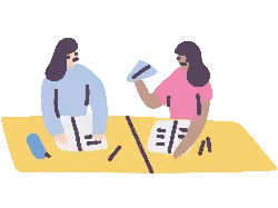 Two people reading and discussing - notes - Free Download PNG