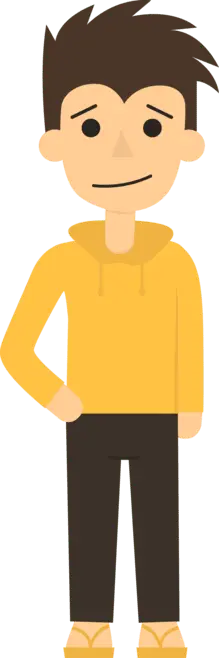 Cartoon Character in Yellow Top and Black Pants - yellow - PNG Images