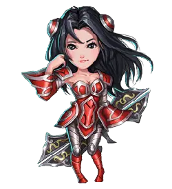 Red Armor Female Warrior - long hair - Lossless PNG