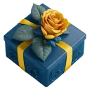 Blue Gift Box - flower - No Watermark PNG
