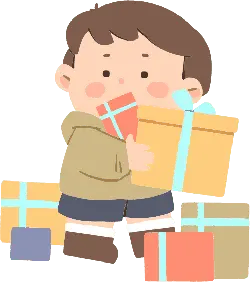 Boy with Gifts - happy - Lossless PNG