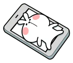 Cartoon Rabbit in Phone - phone - PNG
