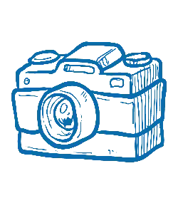 Blue Camera - line drawing - PNG Images