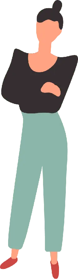 Cartoon Character in Black Top and Green Pants - illustration - PNG