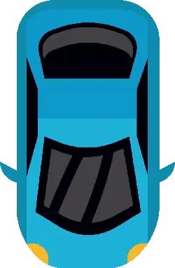 Blue Car - top view - vehicle - Transparent Background PNG