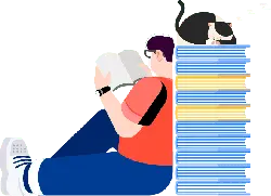 Man Reading with Cat - leisure - No Watermark PNG