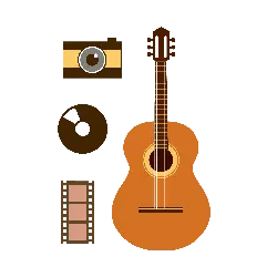 Camera、CD、Film Strip、Guitar - photography - PNG Images