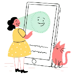 Girl in Yellow Dress and Smiley Face on Phone - phone - High Resolution PNG