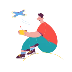 Man Playing with a Remote-Controlled Plane - man - Free Download PNG