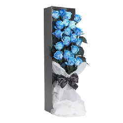 Blue Rose Bouquet - box - Transparent Background PNG