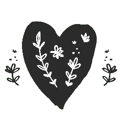 Heart Floral Pattern - line art - No Watermark PNG