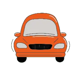 Cartoon Orange Car - simple - PNG