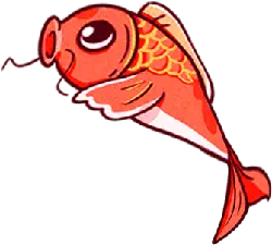 Red Carp - cartoon - Transparent Background PNG