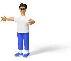 Cartoon Character with Glasses - blue pants - PNG