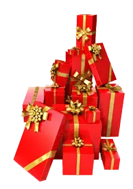Gift Box Stack - golden ribbons - Free Download PNG