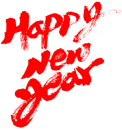 Happy New Year - red - calligraphy - Free PNG