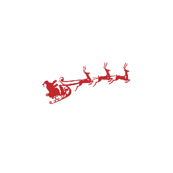 Santa Claus and his reindeer sleigh - red - High Resolution PNG