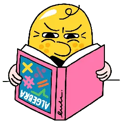 Yellow Character Reading Algebra Book - learning - No Watermark PNG