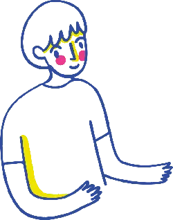 Blue Cartoon Character - line art - Transparent Layer PNG