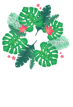 Tropical Plant Wreath - leaves - No Background PNG