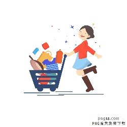 Girl Pushing a Shopping Cart - happy - Lossless PNG