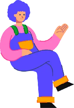 Purple Overalls Person - blue hair - High Resolution PNG
