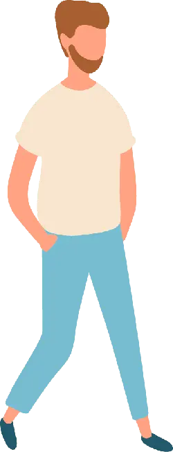 Cartoon Character in White T-shirt and Blue Pants - illustration - Free Download PNG
