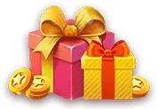 Gift Box - bow - coins - No Background PNG