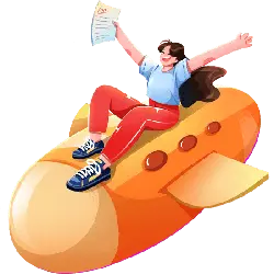 Girl on Rocket - celebration - PNG