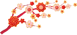 Plum Blossom Branch - spring - red - PNG