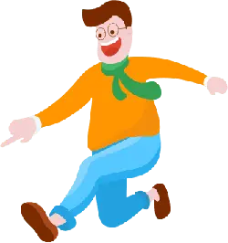 Cartoon Character in Yellow Top and Blue Pants - jumping - High Resolution PNG