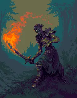 Flame Warrior - magic - fantasy - No Watermark PNG