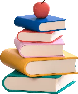 Stack of Colorful Books with Apple - knowledge - PNG