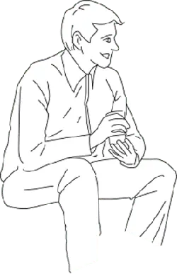 Sitting Man - line art - PNG Images