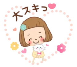 Little Girl Hugging a Cat - heart - PNG