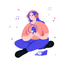 Young Person Listening to Music - phone - Lossless PNG