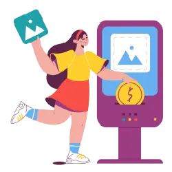 Girl and Self-service Terminal Machine - girl - High Resolution PNG