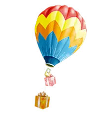 Colored Hot Air Balloon - gift - PNG