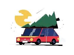 Red Car with Tree - tree - High Resolution PNG