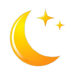 Golden Crescent Moon and Stars - yellow - High Resolution PNG
