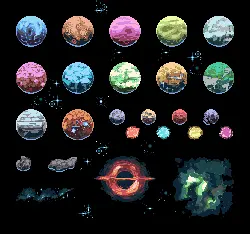 Pixel Planets Collection - pixel art - Transparent Layer PNG