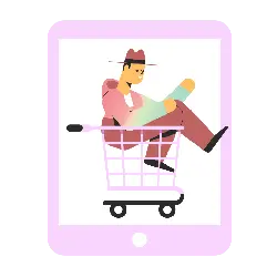 Man in Shopping Cart - humor - PNG