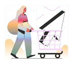 Girl with Shopping Cart - illustration - PNG Images