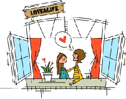 Couple sitting by the window - heart shape - Transparent Layer PNG