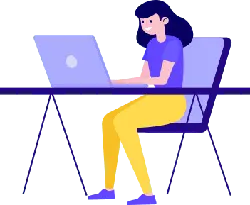 Girl sitting in front of a computer - office - No Background PNG