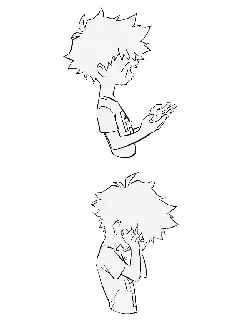 Boy Playing Phone - line drawing - Free Download PNG