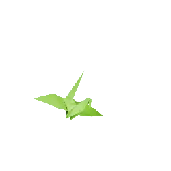 Origami Crane - green - Transparent Background PNG