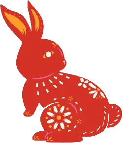 Red Rabbit Ornament - rabbit - Transparent Background PNG