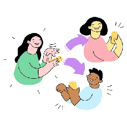 Three people playing with phones - phone - Free Download PNG