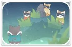Three Raccoons - night - No Watermark PNG